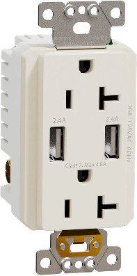 X Series 20 -Amp 125-volt Tamper Resistant Residential/Commercial Decorator Surge USB outlet Dual Type A , Matte Light Almond