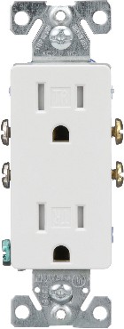 15.0 -Amp 125-volt Residential Decorator Outlet , White 10 -Pack