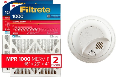 First Alert Brk Hardwired  Smoke Detector + 1000 MPR Allergen Defense Filtrete Air Filter 2- pack