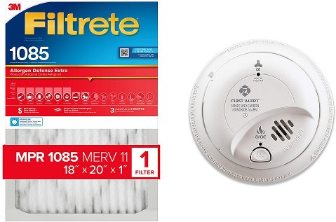 First Alert Brk Hardwired Combination Smoke and Carbon Monoxide Detector +  1085 MPR Allergen Defense Filtrete Air Filter Single