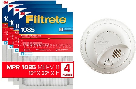 First Alert Brk Hardwired  Smoke Detector + 1000 MPR Allergen Defense Filtrete Air Filter 4- pack