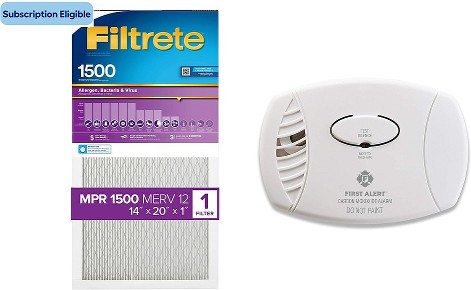 First Alert Plug-in Carbon Monoxide Detector + 1500 MPR Allergen, Bacteria and Virus Filtrete Air Filter Single