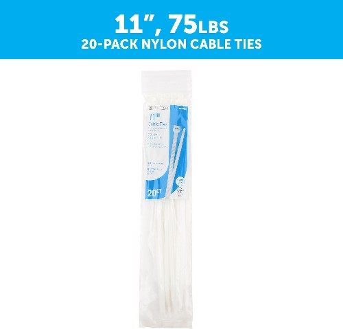 11-in Nylon Zip ties Off-white ( 20 -Pack)