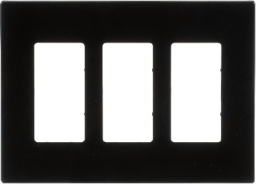 3 -Gang Midsize Size Black Polycarbonate Indoor Screwless Decorator Wall Plate