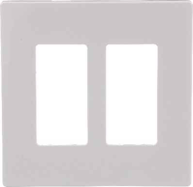 2 -Gang Midsize Size White Polycarbonate Indoor Screwless Decorator Wall Plate