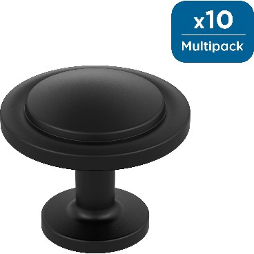 Loop 1-1/16-in Matte Black Round Modern Cabinet Knob 10 -Pack
