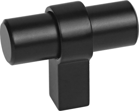 Emery 1-3/4-in Matte Black Cylindrical Contemporary Cabinet Knob 5 -Pack