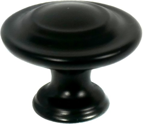 Nantucket 1-3/8-in Matte Black Round Transitional Cabinet Knob