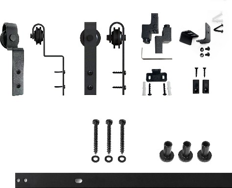 42-in Rustic black Black Indoor J-strap Double bypass Barn door hardware kit