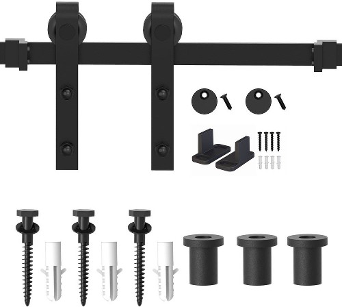 48-in Matte Matte Black Indoor J-strap Single Barn door hardware kit