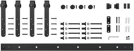 60-in Matte Black Indoor Top mount Double Barn door hardware kit