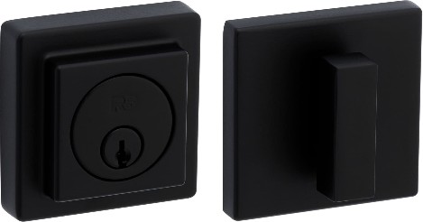 Contemporary Square Matte Black Single Cylinder Deadbolt