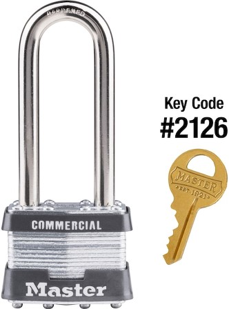 Commercial Keyed Padlock, 1-3/4-in Wide x 2-1/2-in Shackle Keyed Alike to 2126 Key Code