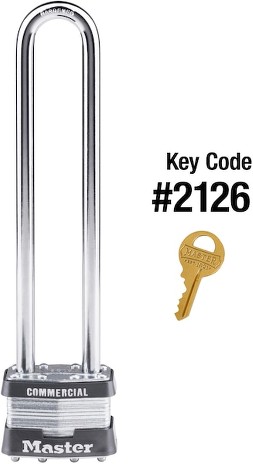 Commercial Keyed Padlock, 1-3/4-in Wide x 5-3/4-in Shackle Keyed Alike to 2126 Key Code
