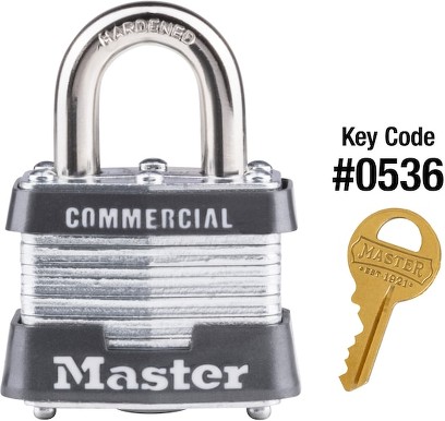 Commercial Keyed padlock , 1-9/16-in Wide x 3/4-in Shackle, Keyed alike to 0536 Key Code