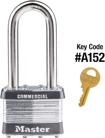 Commercial Keyed padlock , 2-in Wide x 2-1/2-in Shackle, Keyed alike to A152 Key Code