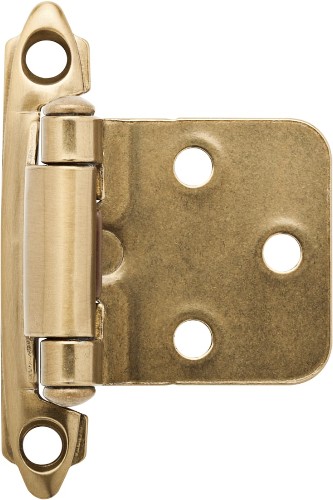 160-Degree Overlay Surface Self-Closing Champagne Bronze Cabinet Hinge, 2 -Pieces