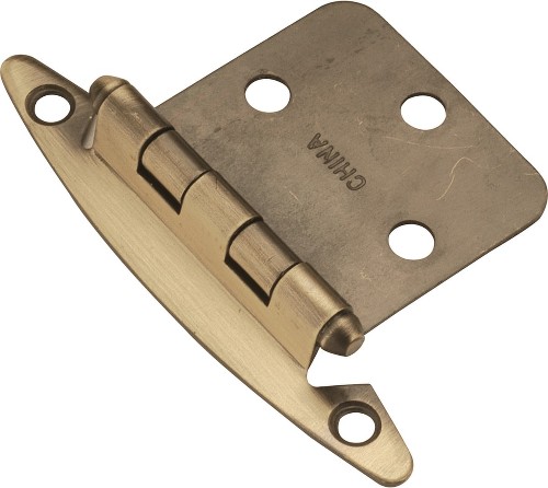 170-Degree Flush Surface Antique Brass Cabinet Hinge, (2-Pieces)