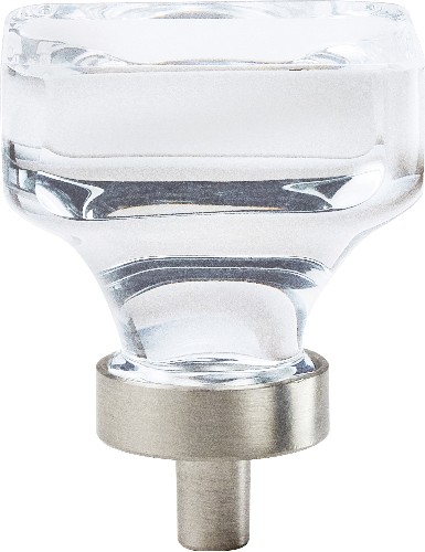 Glacio 1-3/8-in Clear and Satin Nickel Square Contemporary Cabinet Knob