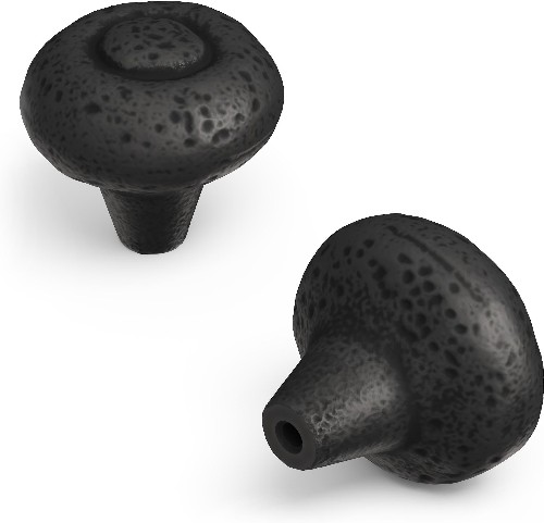 Refined Rustic 1-1/4-in Black Iron Mushroom Craftsman Cabinet Knob