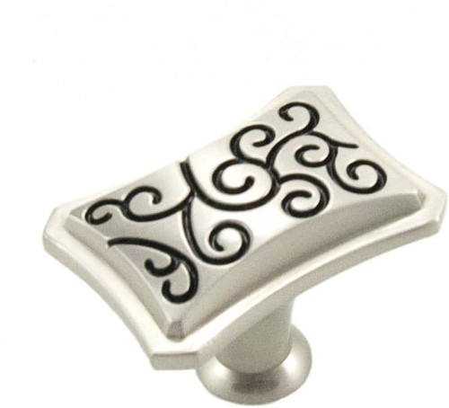 Palermo Satin nickel with black Rectangular Transitional Cabinet Knob