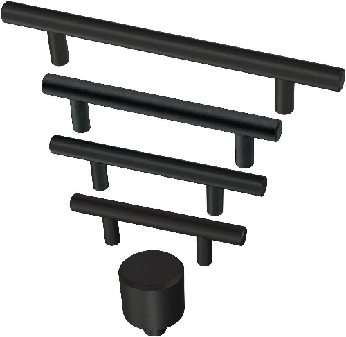Bar Matte Black 5 Piece Cabinet Hardware Collection