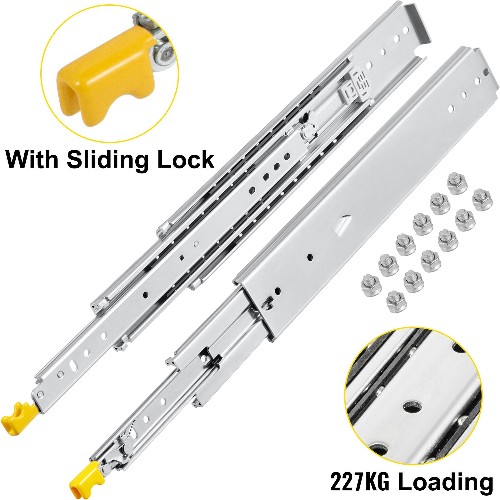 60-in Full extension Soft Close Side Mount Ball bearing 500-lb Load Capacity Heavy Duty Silver Drawer Slide 1 -Pair 2 -Pieces