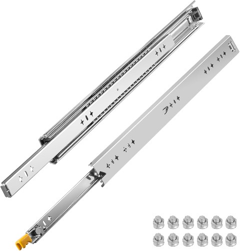 36-in Full extension Soft Close Side Mount Ball bearing 250-lb Load Capacity Heavy Duty Silver Drawer Slide 1 -Pair 2 -Pieces