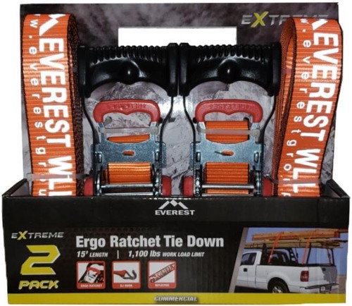 1-1/2-in x 15-ft Ratcheting Strap Tie Down with J-hook 3300-lb Break Strength (2-Pack)