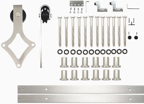 180-in Brushed Brushed Nickel Indoor Diamond Single Barn door hardware kit
