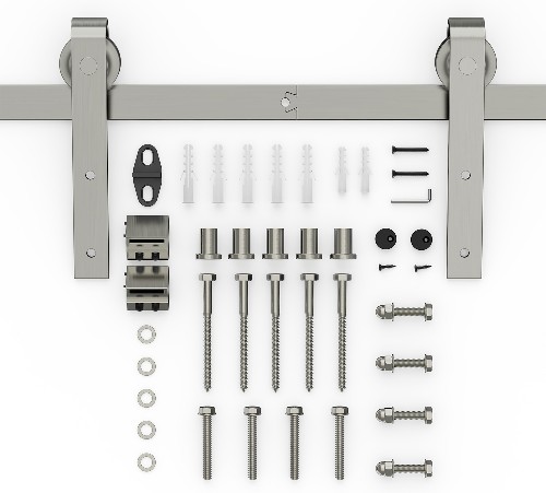 Matte Stainless steel Indoor/Outdoor Standard Soft Close Single Barn door hardware kit