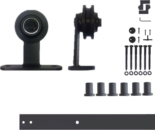 90-in Rustic black Black Indoor Top mount Single Barn door hardware kit