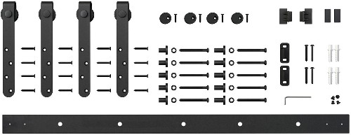 72-in Matte Black Indoor Top mount Double Barn door hardware kit