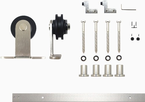 66-in Brushed Brushed Nickel Indoor Top mount Single Barn door hardware kit
