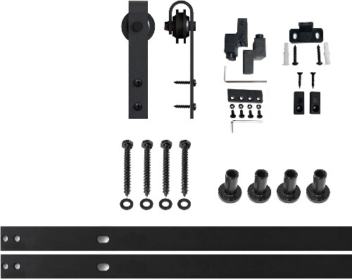 54-in Rustic black Black Indoor J-strap Single Barn door hardware kit