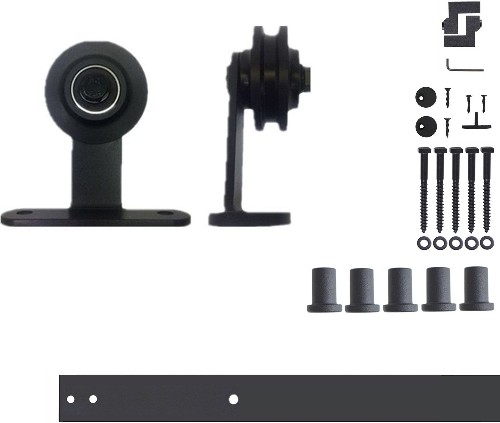 72-in Rustic black Black Indoor Top mount Single Barn door hardware kit
