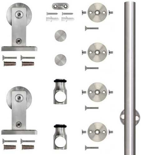 78-in Stainless Steel Indoor Standard Single Barn door hardware kit
