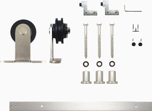 48-in Brushed Brushed Nickel Indoor Top mount Single Barn door hardware kit