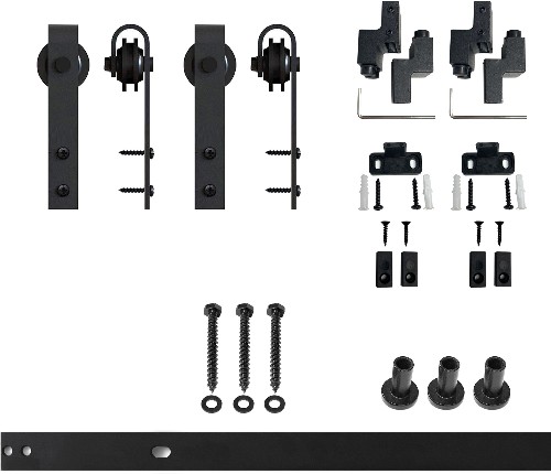36-in Rustic black Black Indoor J-strap Single Barn door hardware kit