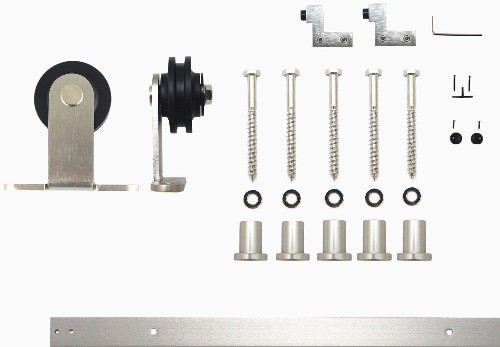 72-in Brushed Brushed Nickel Indoor Top mount Single Barn door hardware kit