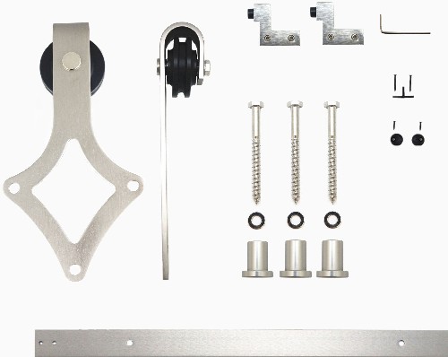 48-in Brushed Brushed Nickel Indoor Diamond Single Barn door hardware kit