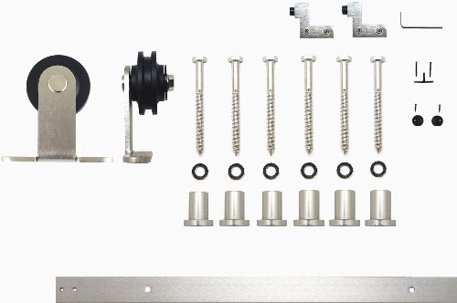 96-in Brushed Brushed Nickel Indoor Top mount Single Barn door hardware kit