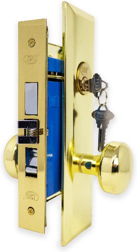 Polished Brass (Right Handed) Exterior Single-Cylinder Deadbolt and Keyed Entry Door Knob