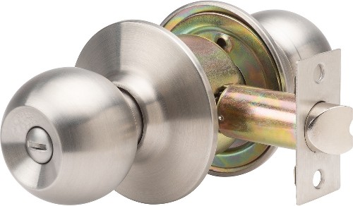 GLC Light Commercial Grade 3 Lock GLC Knob Brushed Chrome Interior Bed/Bath Privacy Door Knob