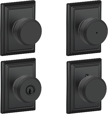 Bowery w/Addison Matte Black Door Knob Collection