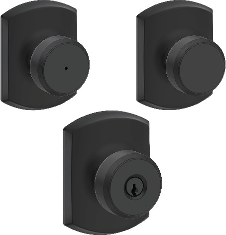 Bowery w/Greenwich Matte Black Door Knob Collection