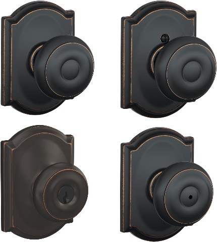 Georgian w/Camelot Aged Bronze Door Knob Collection