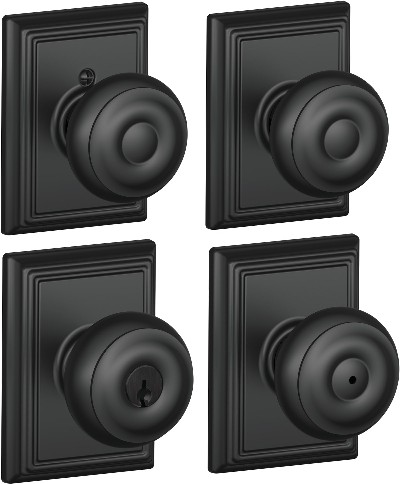 Georgian w/Addison Matte Black Door Knob Collection