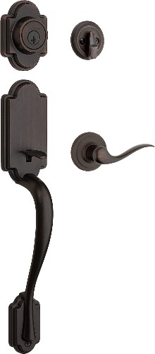 Arlington Venetian Bronze Single-Cylinder Deadbolt and Keyed Entry Door Handleset ft. SmartKey Security