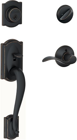 Accent Aged Bronze Single-Cylinder Deadbolt and Keyed Entry Door Handleset